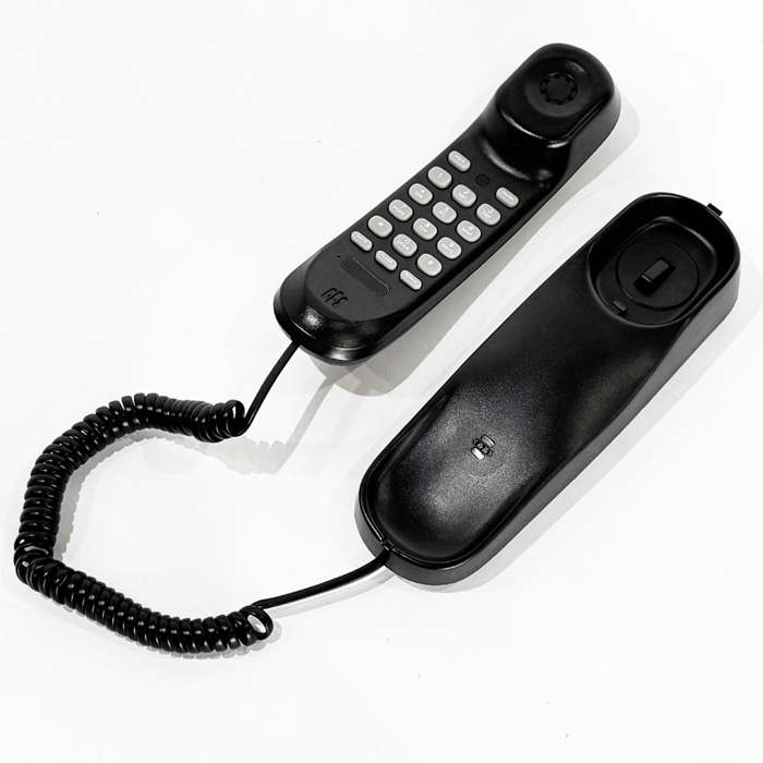 電源不要 固定電話機【 スリム型 】 ブラック 壁掛け対応 電話機