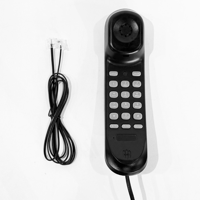 電源不要 固定電話機【 スリム型 】 ブラック 壁掛け対応 電話機