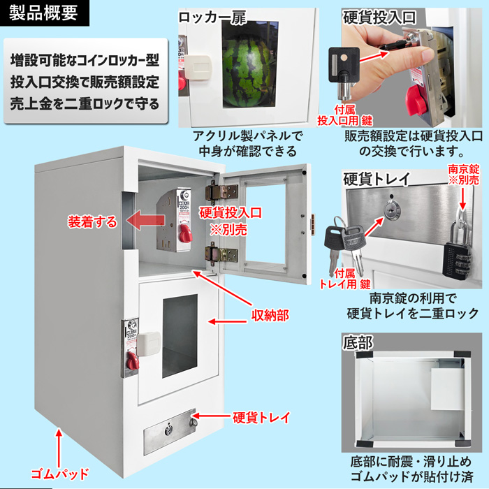 無人販売機 ロッカー型 2段 【 ロックンロッカー 無人くん 】 電源不要