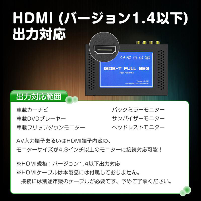 A500 EONON 地デジチューナー 4×4フルセグチューナー HDMI 自動切換 