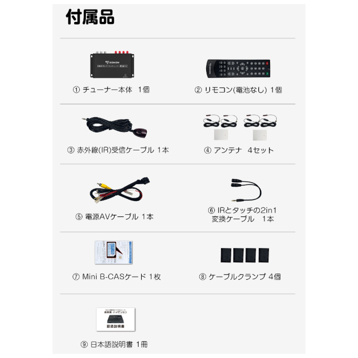 EONON 地デジチューナー V0051 4×4高感度フルセグチューナー HDMI出力