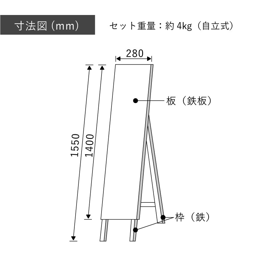 工事看板 100m先工事中 枠付き 蛍光 反射 スリムSL看板 スタンド看板 A