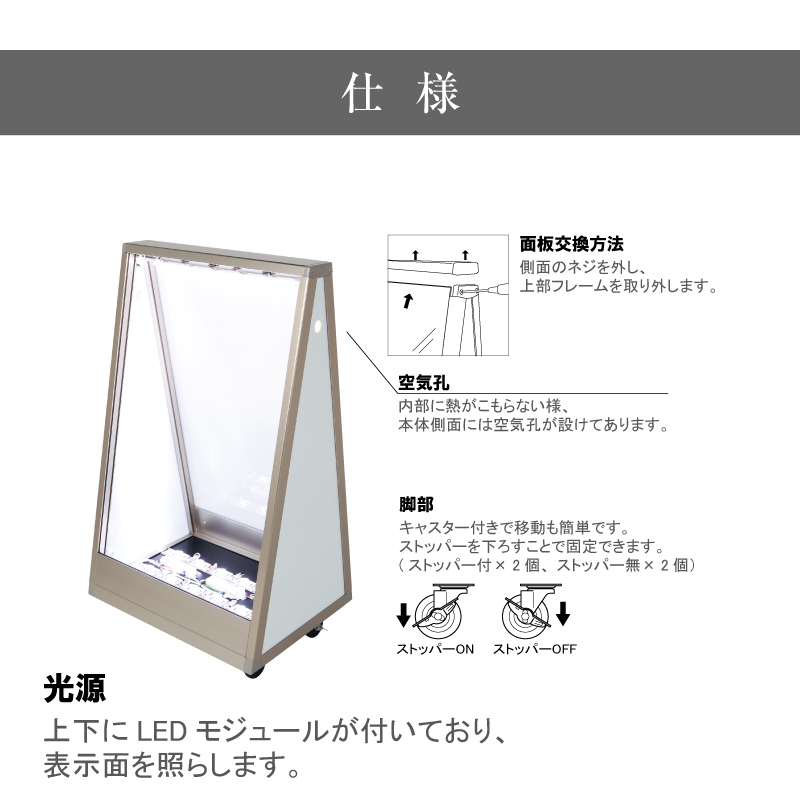 LED 電飾スタンド 屋外 両面 キャスター仕様 LED看板 LEDサイン 
