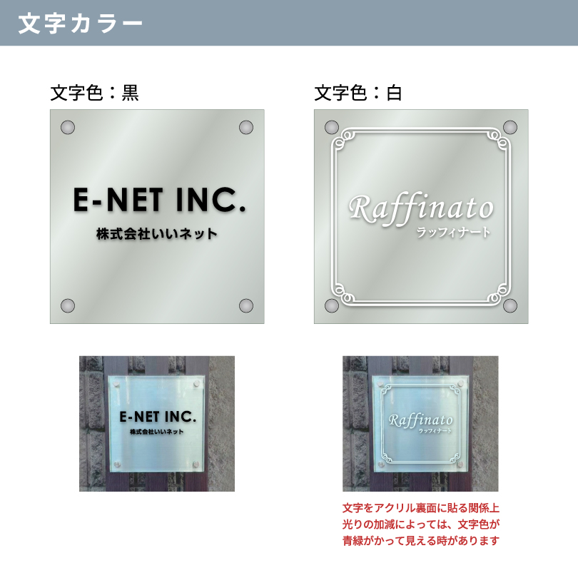 ステンレス×ガラス調アクリル プレート 化粧ビス止め H200×W600mm 屋外