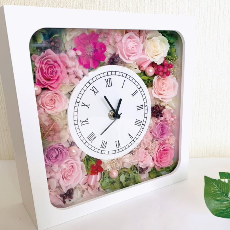 IVY-GOODS 父の日 時計 プリザーブドフラワー 花時計 プレゼント ギフト 置時計 結婚祝い お祝い 退職祝い 置時計 インテリアフラワー pf-clock |  | 02