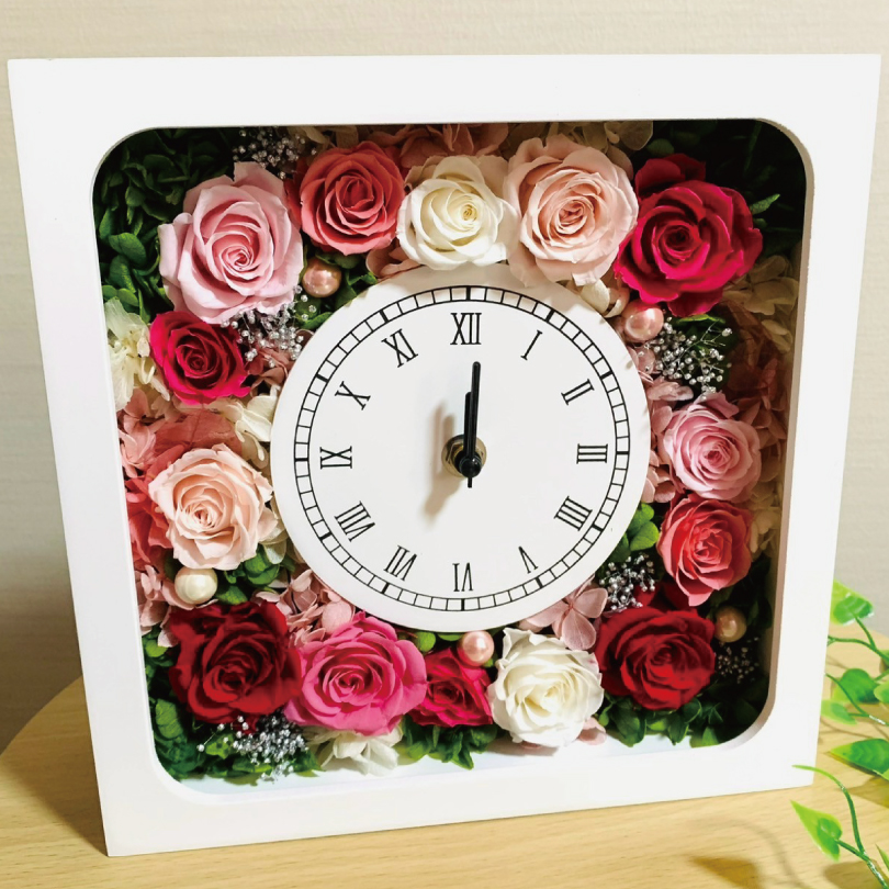 IVY-GOODS 父の日 時計 プリザーブドフラワー 花時計 プレゼント ギフト 置時計 結婚祝い お祝い 退職祝い 置時計 インテリアフラワー pf-clock |  | 03