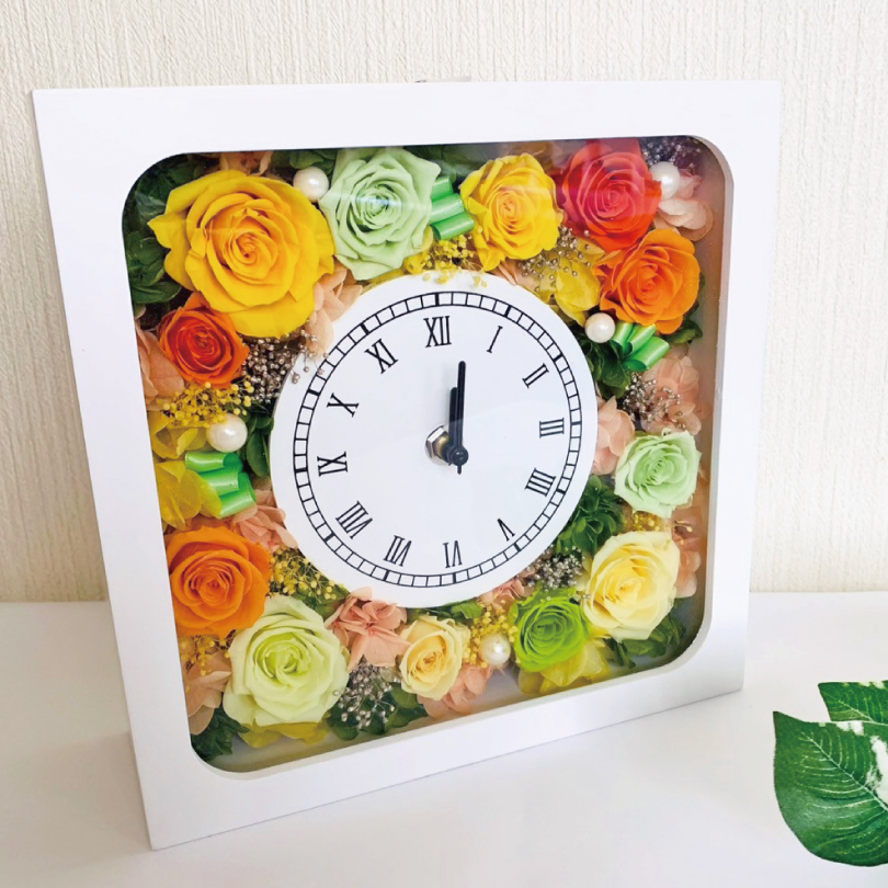 IVY-GOODS 父の日 時計 プリザーブドフラワー 花時計 プレゼント ギフト 置時計 結婚祝い お祝い 退職祝い 置時計 インテリアフラワー pf-clock |  | 01