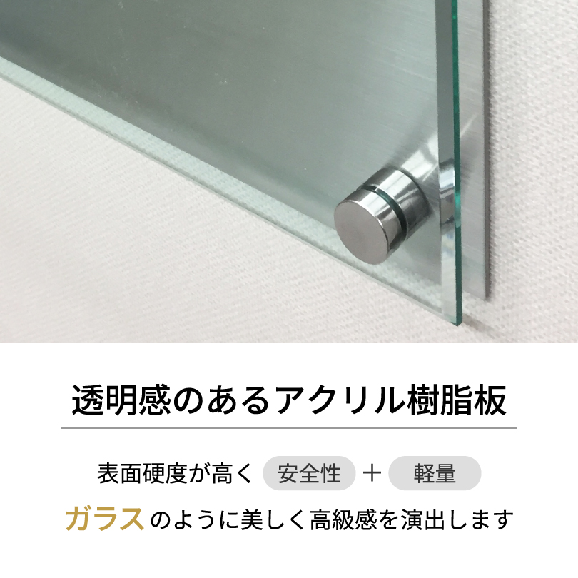 ステンレス×ガラス調アクリル プレート 化粧ビス止め H300×W600mm 屋外