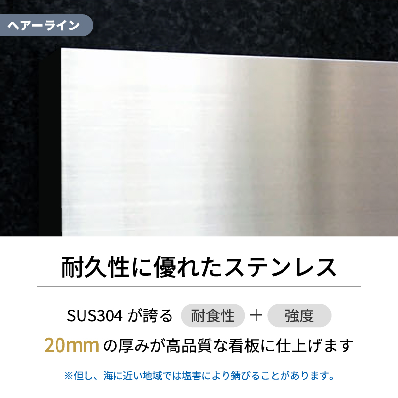 ステンレス×ガラス調アクリル 銘板 クリアーサイン 裏蓋仕様 H360