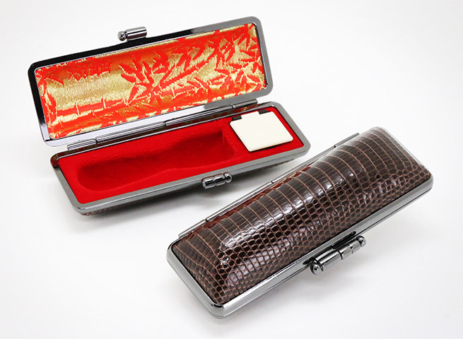 トカゲ革印鑑ケース 丸印(ダルマ型) 