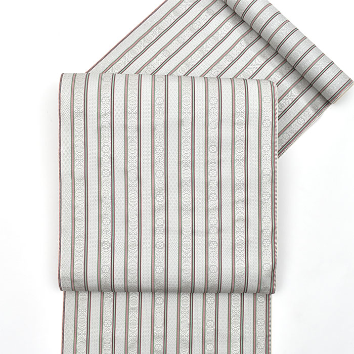 西陣織 名門 荒磯 謹製 名物裂文様 真田入縞風通 九寸 名古屋帯 : 帯