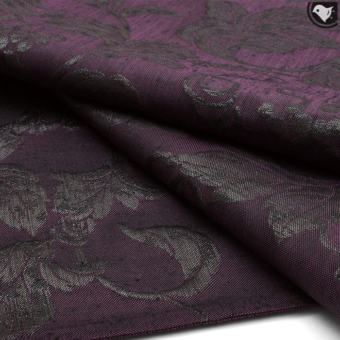 袋帯 勝山織物 謹製 漆箔糸 西陣織 葡萄唐草 袋帯 紫 正絹 日本製