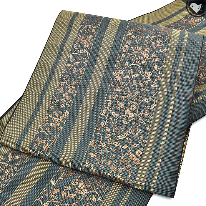 別注織 博多織 老舗 協和織 謹製 献上更紗 金印 八寸 名古屋帯 金印 正絹 日本製