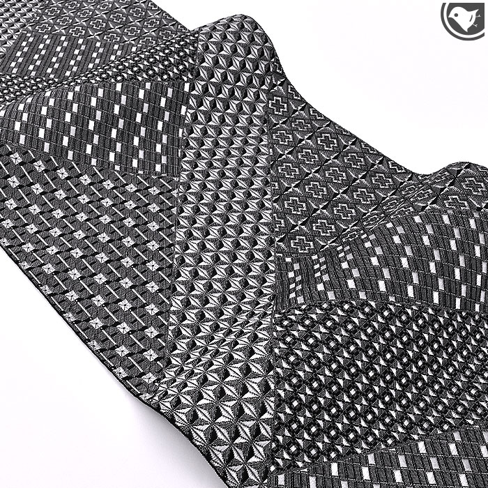 名古屋帯　新品未使用　正絹　西陣大光織物　切子柄 オンラインカタログ]大光 八寸名古屋帯 西陣織 絹 切子 裂取 幾何学