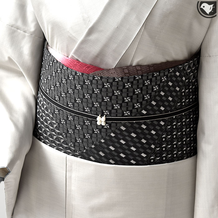 西陣織老舗機屋 謹製 切子七宝 経浮かし錦織 八寸 名古屋帯 正絹 日本