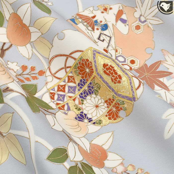 名古屋帯 塩瀬 染め帯 名門 菱健 謹製 雪輪四季花文様 京友禅 九寸