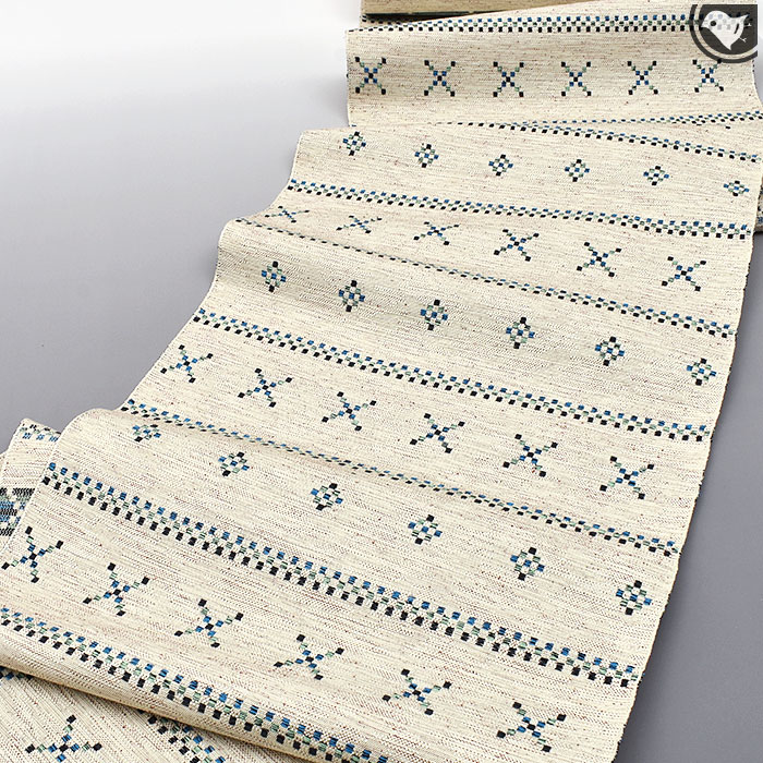 米沢紬 老舗 スワセンイ 謹製 米沢花織 文様 八寸 名古屋帯 日本製 お