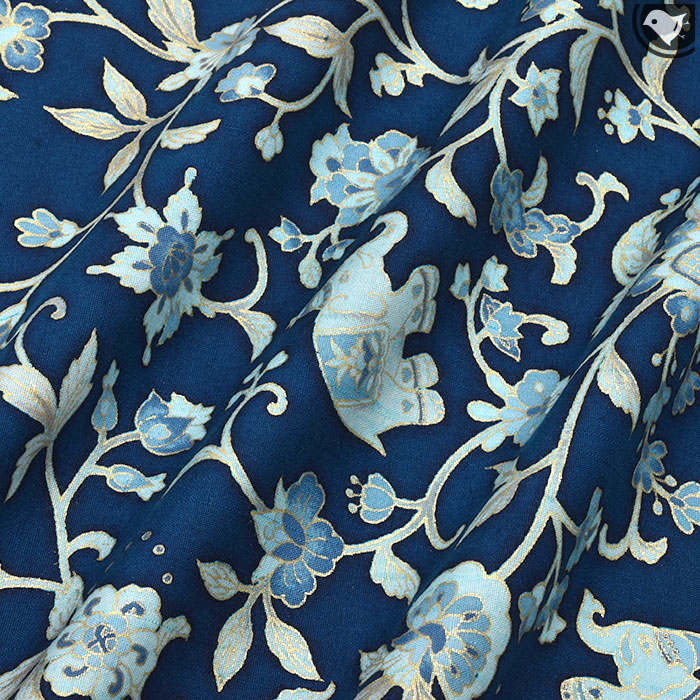 岡重 京の名門 謹製 象 岡重更紗 結城紬 九寸 名古屋帯 : 帯専門店おび