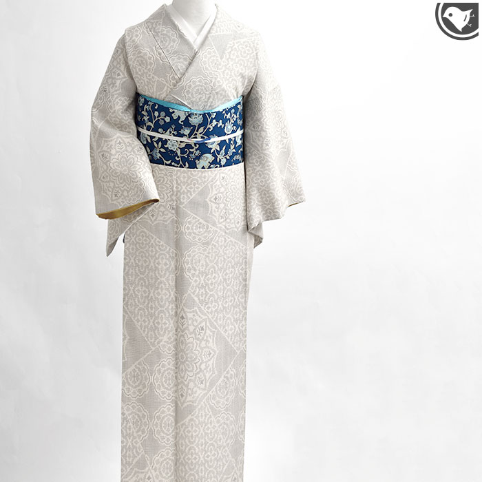 岡重 京の名門 謹製 象 岡重更紗 結城紬 九寸 名古屋帯 : 帯専門店おび