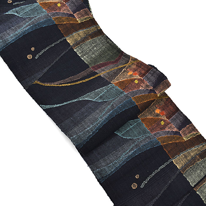 訳あり帯！)西陣織 老舗 渡文 謹製 手織り 真綿紬 八寸 名古屋帯 正絹