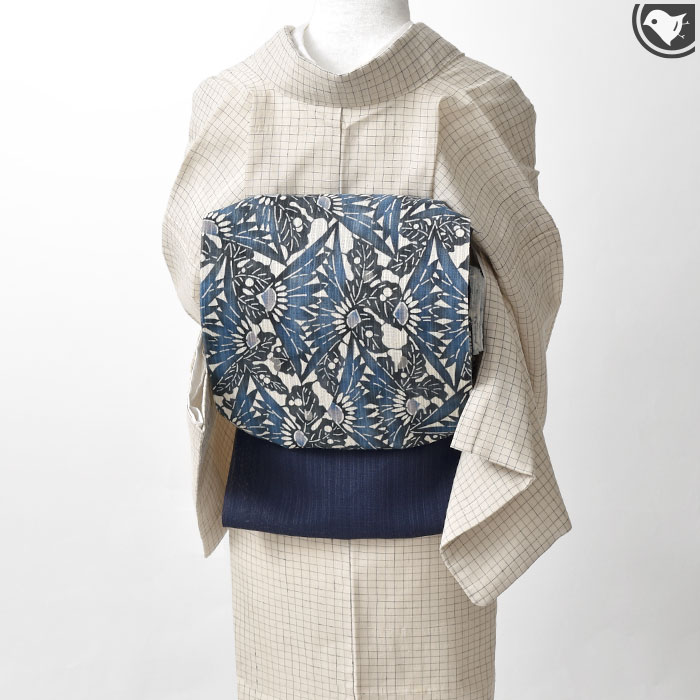 木綿・古布・明治期前後のお品・紅殻染め型染め1巾・約160cmｘ30cm 越後紅型染め 諸紙布 小千谷 西脇商店 謹製 八寸 名古屋帯