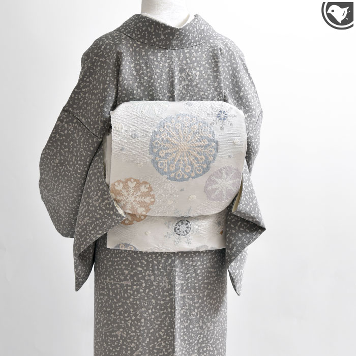 西陣織 帯屋捨松 謹製 “雪文” 八寸 名古屋帯 正絹 日本製 : 帯専門店