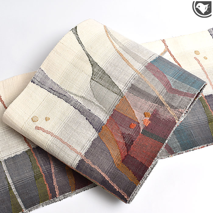 訳あり帯！)西陣織 老舗 渡文 謹製 手織り 真綿紬 八寸 名古屋帯 (お