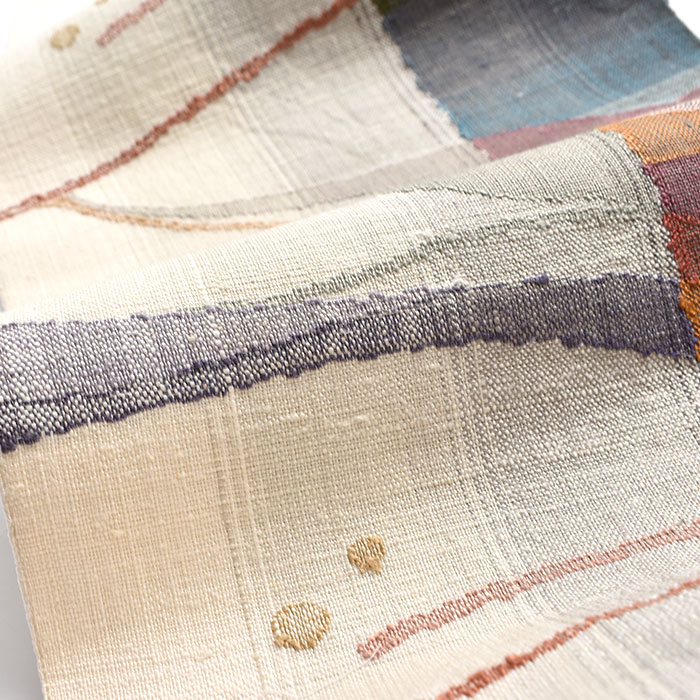 訳あり帯！)西陣織 老舗 渡文 謹製 手織り 真綿紬 八寸 名古屋帯 (お