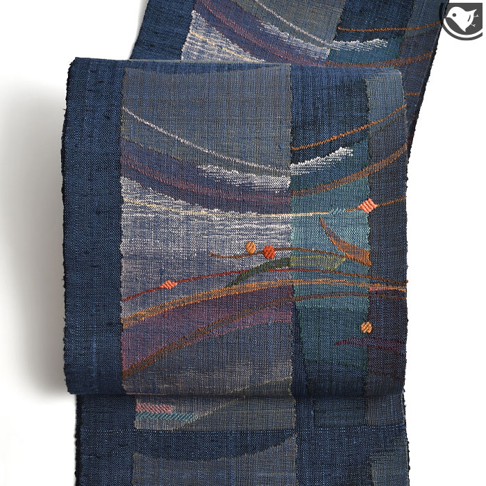 訳あり帯！)西陣織 老舗 渡文 謹製 手織り 真綿紬 八寸 名古屋帯（お