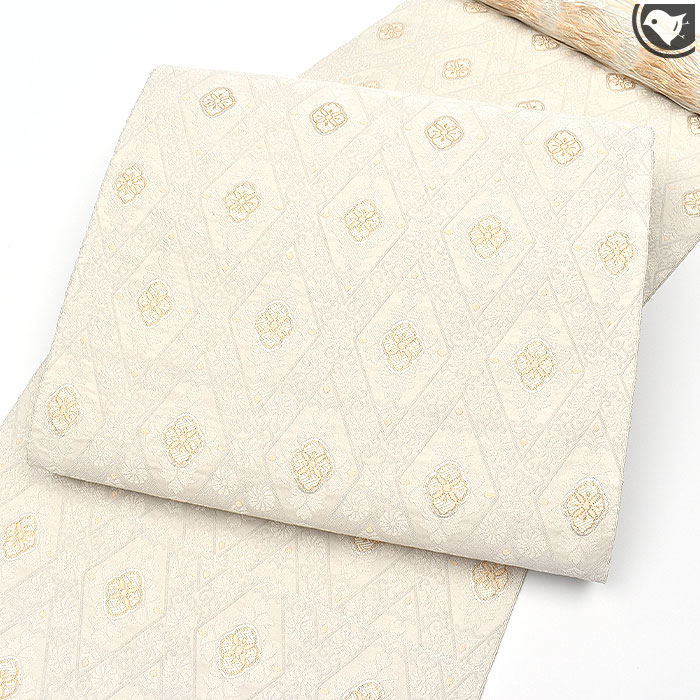 西陣織 名門 織楽浅野 謹製 “小花立菱文” 九寸 名古屋帯 正絹 日本製