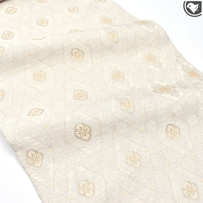 西陣織 名門 織楽浅野 謹製 “小花立菱文” 九寸 名古屋帯 正絹 日本製