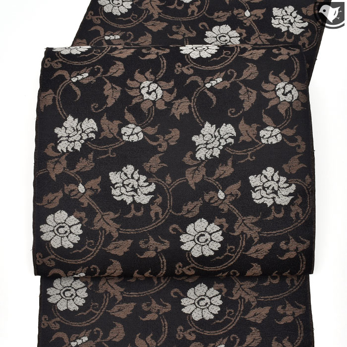 お値下げ！【花織】九寸名古屋帯 西陣「大光」謹製工芸品 大光】 特選西陣織九寸名古屋帯 「網代小花」 モダンな意匠を粋な色