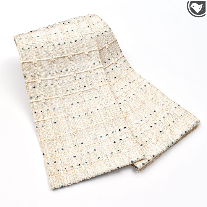 半幅帯 米沢紬 山形県 近賢織物 謹製 吉野格子 日本製【帯専門店おびや