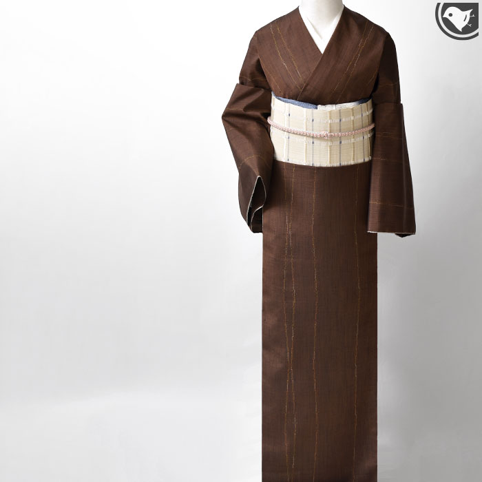 紬帯 米沢紬 名門 近賢織物 “吉野紙格子” 八寸 名古屋帯 和紙 絹 日本