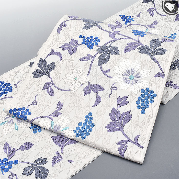 西陣 唐織 老舗 都 謹製 蔦花文様 九寸 名古屋帯 正絹 日本製【帯専門