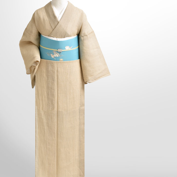 単衣/夏帯 絽塩瀬 (別注染め)十日町友禅 秀美 謹製 貝殻 九寸 名古屋帯