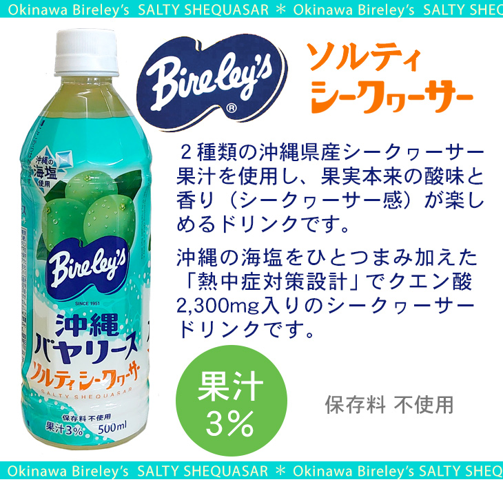 沖縄バヤリース ソルティシークワーサー 果汁3％ 500ml×24本（送料無料