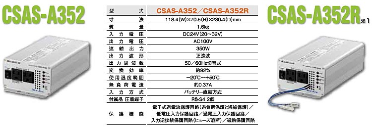 New-Era・ニューエラー：DC/ACインバータ CSAS-A352R 出力:350W/24V用