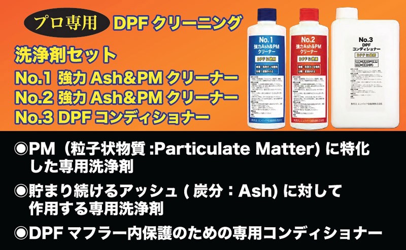 DPFクリーニングシステム　洗浄剤セット　(No.1〜No.3　約3回分洗浄剤セット)