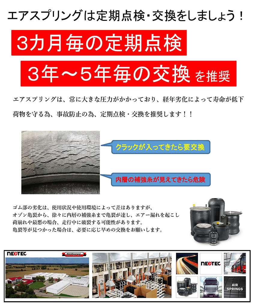 FUSO FS 低床4軸 3軸目/4軸目用 NEOTECエアスプリング 013-00800/代表