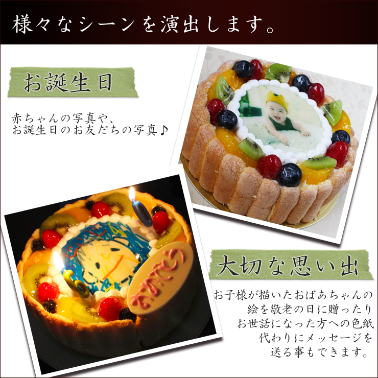 フォトケーキSサイズ 写真ケーキ バースデーケーキ :P0500:東京池ノ上ピエール - 通販 - Yahoo!ショッピング