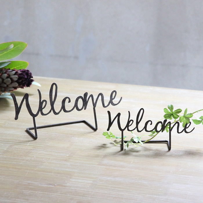 アイアンwelcomeボード SPICE of Life 即出荷 サインデコ アイアン Welcome ブラックL