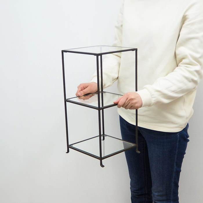 ジョセフアイアン 3段ガラスディスプレイ台 スクエア オープンラック