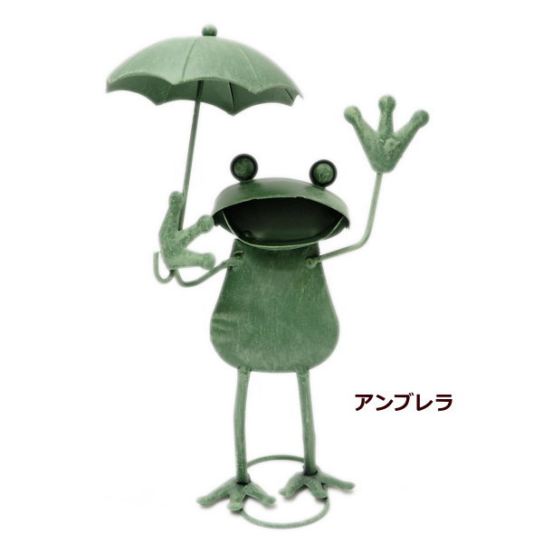 即出荷 お皿を持ったカエルさん カエル ブリキ かえる 置物 蛙