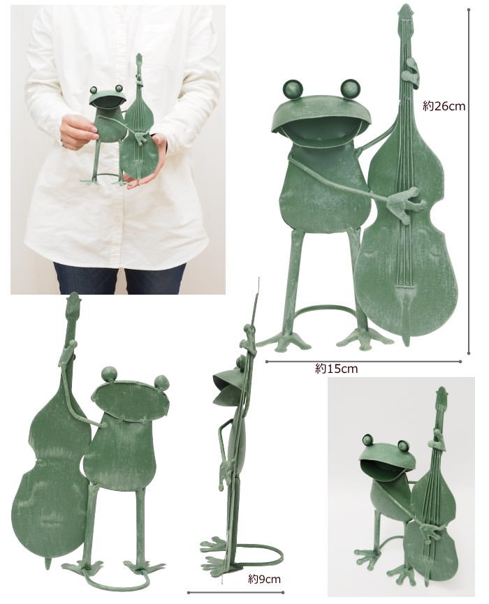 カエルの家族　☘️@(・●・)@♥️出品　電線ドラム2個セット 即出荷 ドラム カエル ブリキ かえる 置物 蛙 楽器 ガーデン 庭