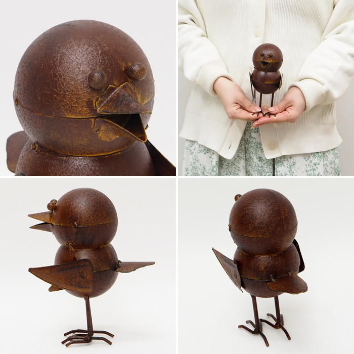 ガーデン オーナメント 置物 おしゃれ 鳥 庭 ブリキ オブジェ 飾り