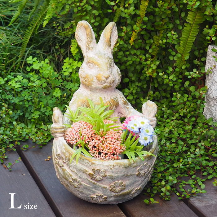即出荷 ラビットガーデンバッグL 植木鉢 おしゃれ プランター ポット 屋外 アンティーク 動物 |  | 05