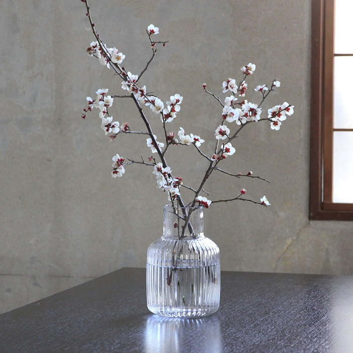 フラワーベース ウェーブ クリア Lサイズ 花瓶 おしゃれ 大きい 北欧