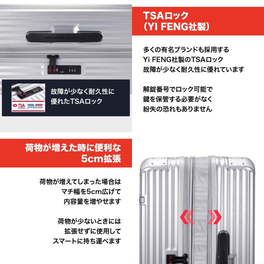 スーツケース キャリーケース L 1週間以上 拡張 軽量 耐久 音静か TS