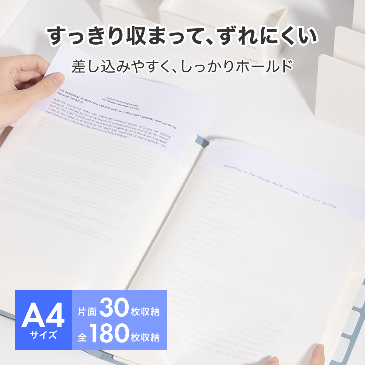 deli クリアファイル マチ付き A4 透明ポケットファイル 6ポケット